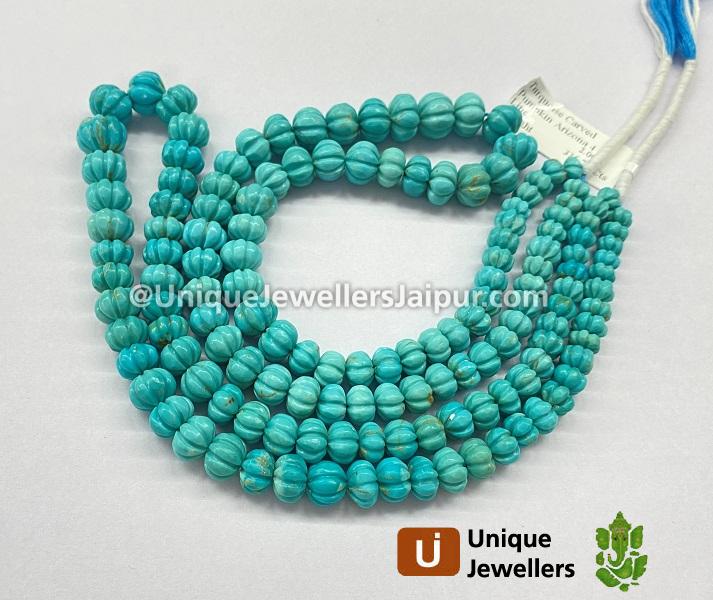 Turquoise Carved Pumpkin Beads